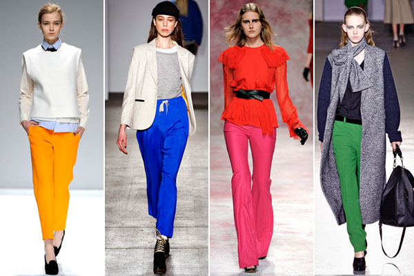 Color pants make their way into this seasons trends.