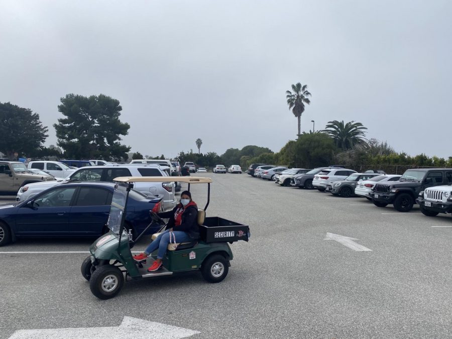 Campus Supervisor Olivia Carrasquillo patrols the parking lot. (Photo by Andrew Carpenter)