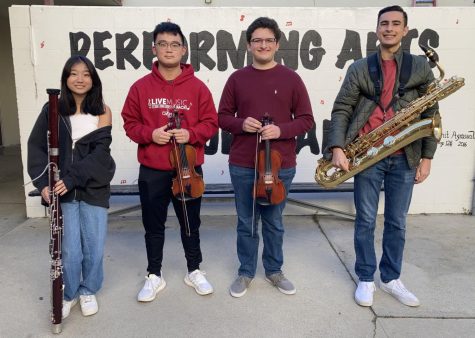 From left to right: Sarah Park (11), Anthony Yoon (11), Johannes Eberhart (11), Sam Malekzadeh (12) 
(Photo by Amber Chen)