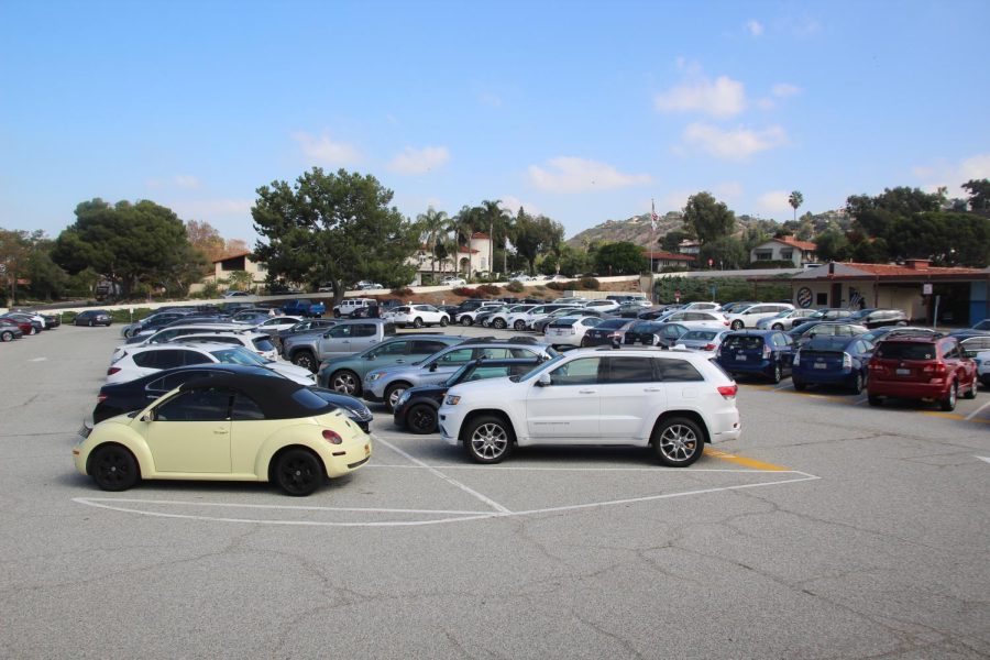 Additional student parking in front of the office and library. (Photo by Lucia Ruiz)