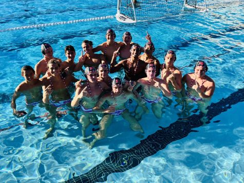 Boys water polo celebrates another win in the pool. (Photo courtesy of Emily Olson)